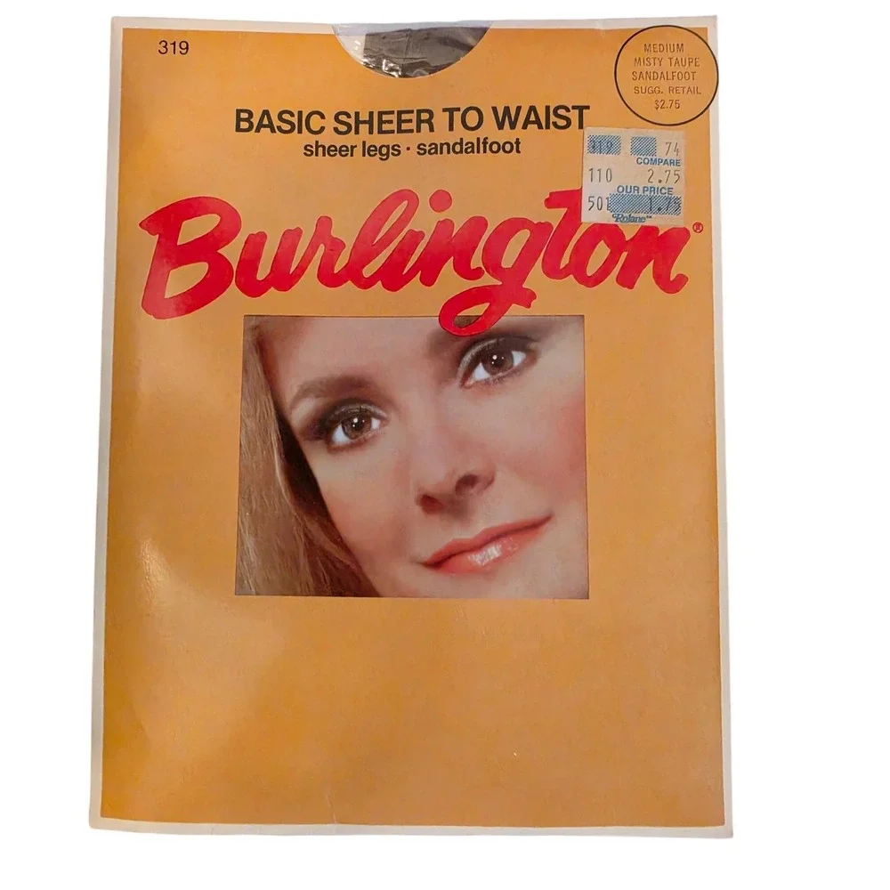 Vintage Burlington Pantyhose Set 2 Pairs Medium‎ Off Black Misty Taupe USA Made